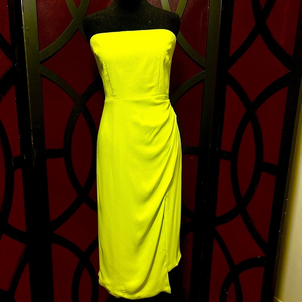Cushnie Neon Asymmetrical Strapless Cocktail Dress